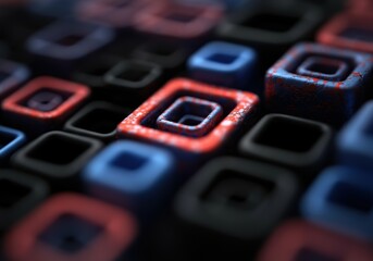 Fototapete - Abstract composition of colorful squares creating a modern design