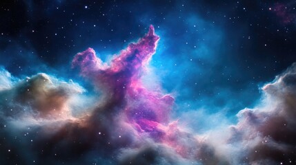 Wall Mural - Cosmic Nebula Stars and Dust Dreamlike High-Definition Wide Angle View Gaseous Textures Celestial Formation Deep Space Vibrant Hues Science Fiction Artwork