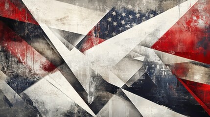 Poster - Celebrate Independence Day with a chic abstract background featuring elements of the American flag in stylish gray tones.