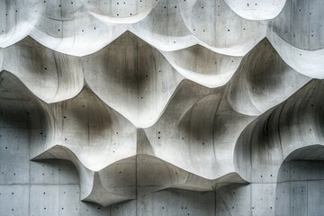 Leinwandbilder - Concrete wall with geometric windows reflects sunlight in minimalist architectural design at midday