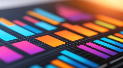 Poster - Colorful Data Visualization Chart on Screen Displaying Business Analytics Growth