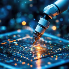 Poster - Robotic Arm Precisely Assembling Circuit Board Advanced Technology Industry