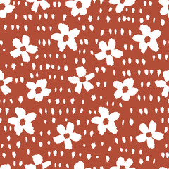 Wall Mural - Monochrome hand bright brown seamless floral pattern background. Vector