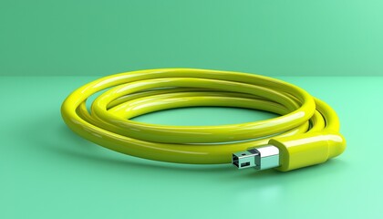 abstract yellow cable minimalist 3d render: a vibrant, coiled cable with a sleek, modern aesthetic, 