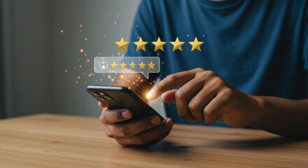 Wall Mural - give us your stars! phone review rating, mobile feedback, customer satisfaction, online reviews & po