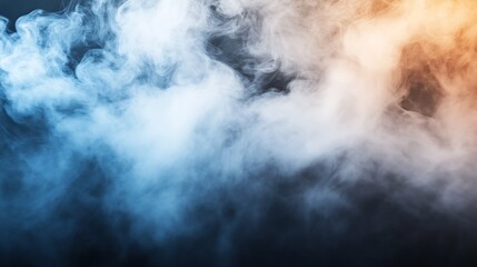 Aufkleber - Aesthetic view of dense fog with blue and orange shades offering a smoky and ethereal ambiance for artistic compositions : Generative AI