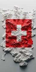 Poster - 3D map of Switzerland featuring its national flag overlay.