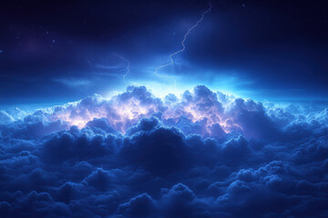 Wall Mural - A blue sky with a storm in the distance