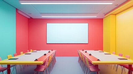 Poster - Clean meeting table with digital presentation clicker and ready presentation slides