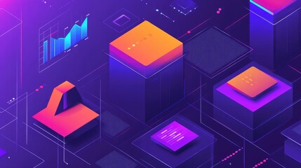 Poster - Holographic interface showing futuristic graphs, charts, and data interaction