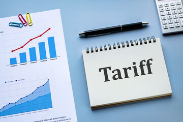 Poster - There is notebook with the word Tariff. It is as an eye-catching image.