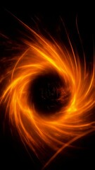 Wall Mural - fiery orange vortex on black background. spiral galaxy or black hole concept. abstract space and ene