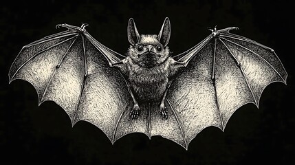 Realistic bat wings spread sketch high resolution photo
