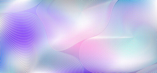 Leinwandbilder - White Abstract Background with Gradient Line Pattern. Vector Round Shape Waves on Blue and Purple Gradient.