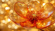 © Yoonnam - Close-up of the translucent Diphylleia grayi flower with glass-like petals reflecting light, set against a glowing gold silver white blur, symbolizing fragility and transformation, space for caption.