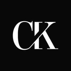 Aufkleber - The image shows a flat monogram an initial letter CK in serif font color that looks clean and sharp on a black background