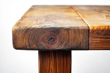 Poster - Rustic wooden table showcasing intricate textures and natural weathering captured in natural light during a bright afternoon