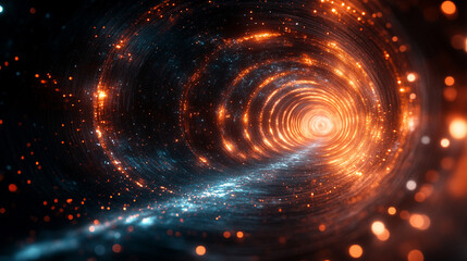 Poster - Abstract sci-fi tech background with shiny radial blur and grainy film noise. Futuristic motion circles create a modern, minimal backdrop ideal for web design, banners, and digital prints.

