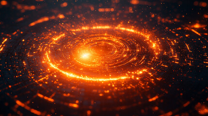 Poster - Abstract sci-fi tech background with shiny radial blur and grainy film noise. Futuristic motion circles create a modern, minimal backdrop ideal for web design, banners, and digital prints.

