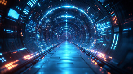 Poster - Abstract sci-fi tech background with shiny radial blur and grainy film noise. Futuristic motion circles create a modern, minimal backdrop ideal for web design, banners, and digital prints.

