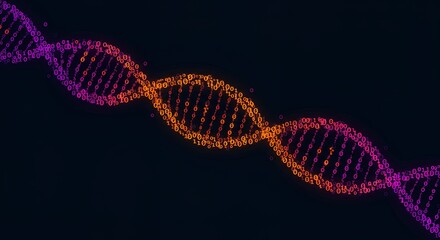 Aufkleber - Digital DNA Strand Represented by Binary Code Depicting Genetic Information and Technological Advancement, Seamless Integration of Biology and Technology