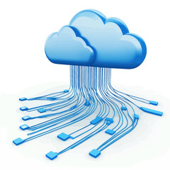 Poster - Cloud Computing Icon with Connected Wires