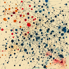 Poster - Abstract network of interconnected dots and lines with textured background.