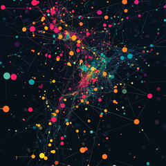 Poster - Abstract Network of Interconnected Dots and Lines on Dark Background