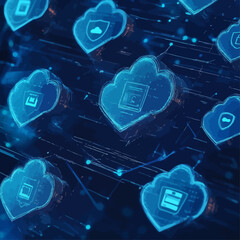 Poster - data security and cloud services visual concept.