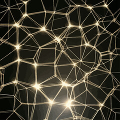 Poster - Illuminated Network: Abstract Connection of Glowing Nodes on Dark Background
