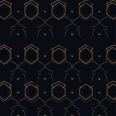 Poster - Abstract Black and Gold Geometric Hexagon Pattern Background