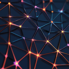 Poster - Abstract Network with Glowing Nodes on Dark Blue Background