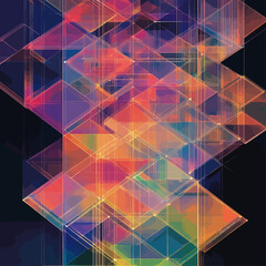 Poster - Abstract geometric pattern of translucent cubes with vibrant light