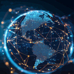 Poster - Global Network Connection: Earth, Technology, Communication