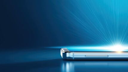Poster - Modern smartphone with bright light rays and glow