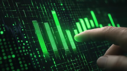 Poster - Digital finger touching stock market chart display