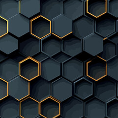 Poster - abstract geometric hexagons with gold accents