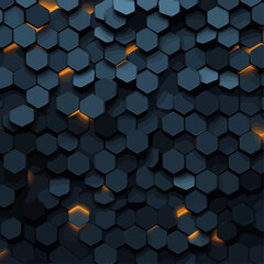 Poster - Abstract Hexagon Pattern in Dark Blue and Orange