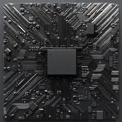 Poster - High-Tech Black Circuit Board Close-Up