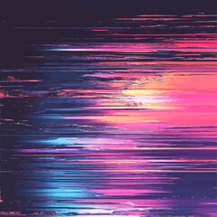 Poster - Abstract Sunset Glitch Art with Vibrant Colors