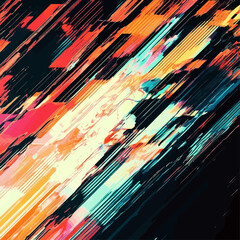 Poster - Abstract Digital Art with Diagonal Lines and Vivid Colors