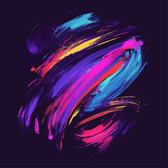 Poster - Abstract Swirl of Colorful Brushstrokes on Dark Background