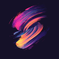 Poster - Abstract Brushstroke Swirls in Vibrant Colors