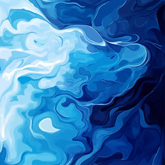 Poster - Abstract Blue Swirls Fluid Painting