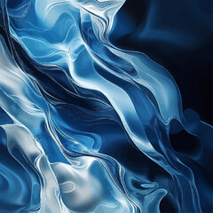 Poster - Abstract Blue Fluid Art with Elegant Curves and Flow