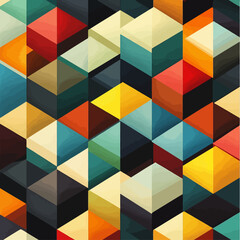 Poster - Abstract Geometric Colorful Cubes Pattern