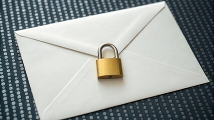 Poster - elegant padlock positioned on letter representing the concept of secure communication and privacy