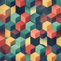 Poster - Abstract Geometric Cube Pattern with a Textured Look
