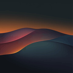 Poster - Abstract Gradient Waves: Dark Blue, Orange and Purple