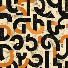Poster - Abstract Graphic Black and Orange Shapes on Textured Background